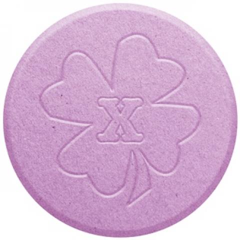 image of a close up of pink ecstasy pill